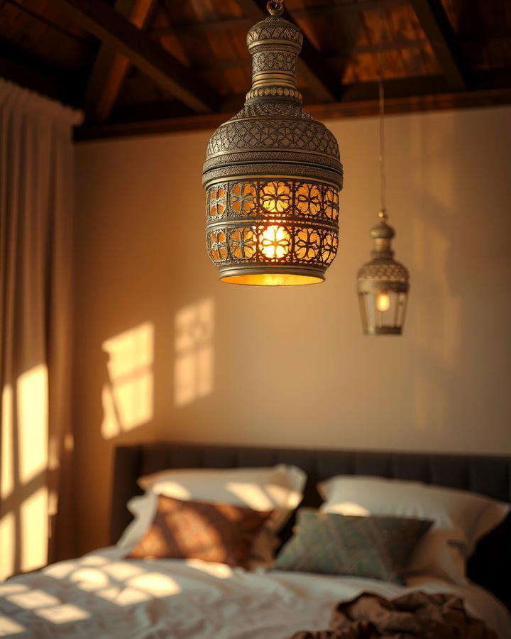 Intricate Moroccan Pendant Lights - 25 Moroccan Themed Bedroom Ideas