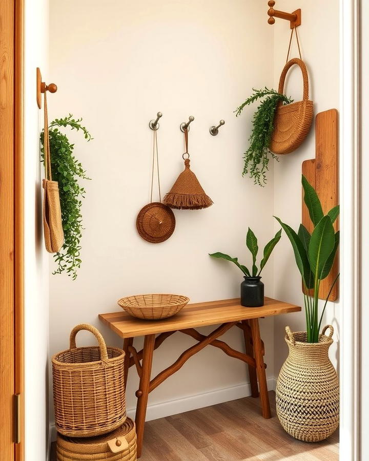 Introduce Natural Wood Accents - 30 Boho Hallway Ideas