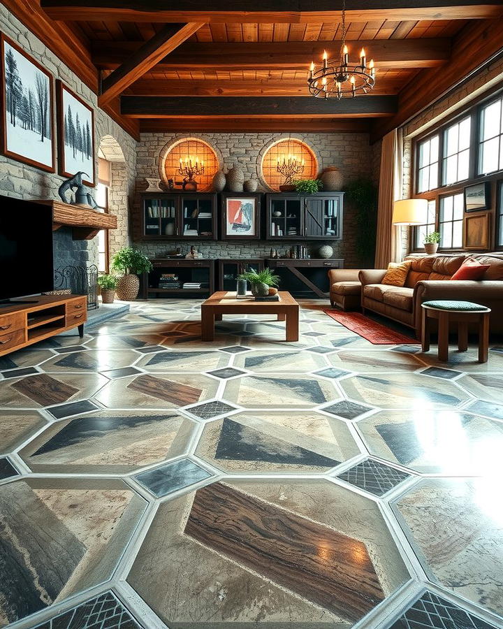 Introducing Geometric Patterns for a Modern Twist - 25 Rustic Concrete Floor Living Room Ideas