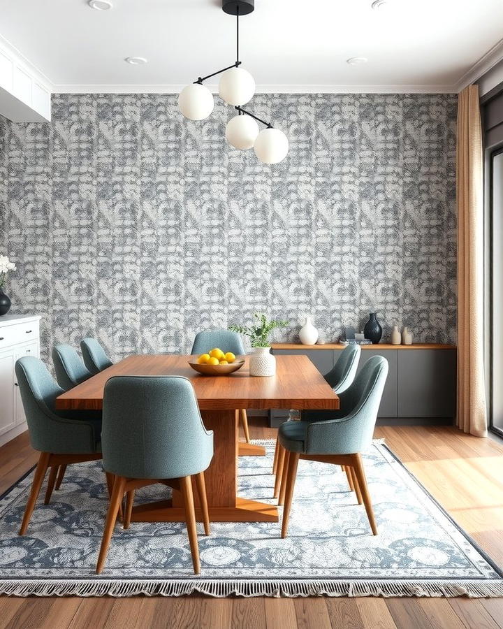 Introducing Gray Textured Wallpaper - 30 Gray Dining Room Ideas