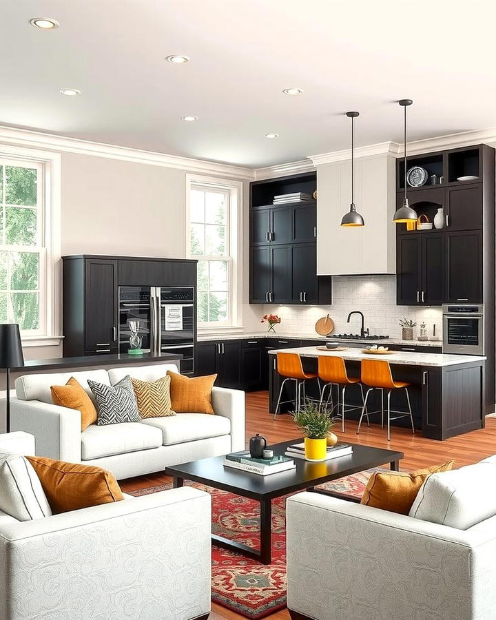 Introducing a Two Tone Design - 25 Open Kitchen Living Room Ideas