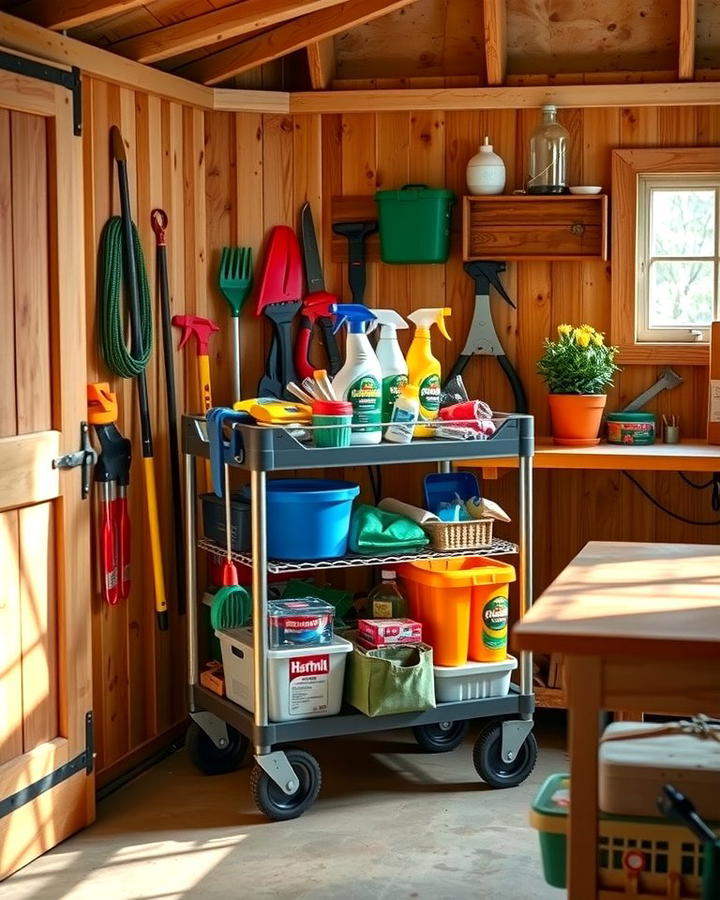 Invest in a Rolling Storage Cart - 25 Shed Organization Ideas