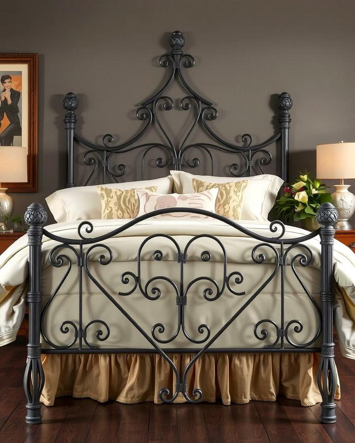 Iron Bed Frame with Distressed Finish - 25 Vintage Bedroom Ideas