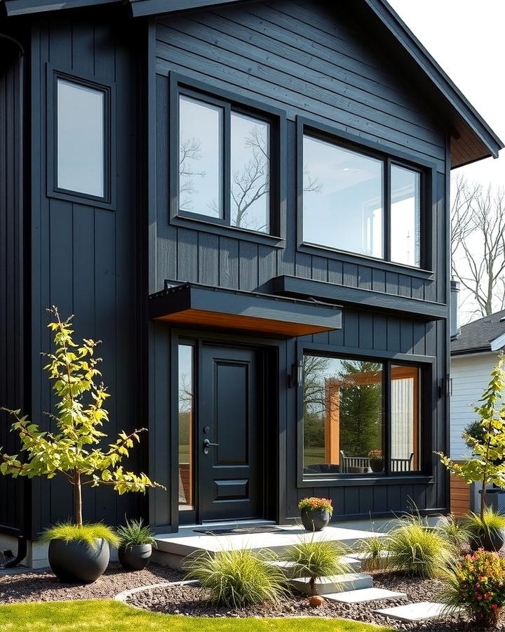 Iron Ore for a Strong Bold Presence - 25 Paint Colors for a Modern Black House With Cedar Accents