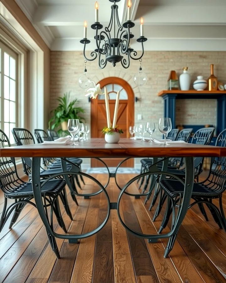 Iron and Wood Furniture - 30 Rustic Dining Room Ideas