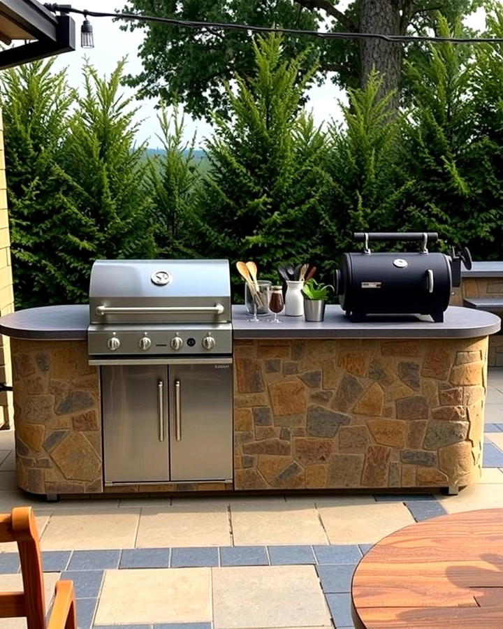 Island with Built In Grill and Smokers - 25 Outdoor Kitchen Island Ideas