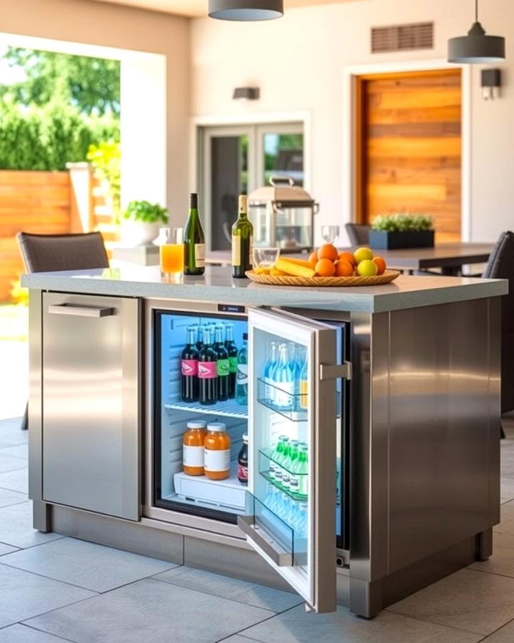 Island with Built In Refrigerator - 25 Outdoor Kitchen Island Ideas