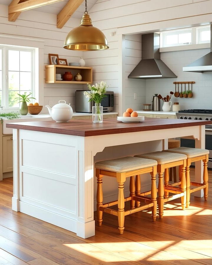 Island with Built In Seating - 25 Shiplap Kitchen Island Ideas