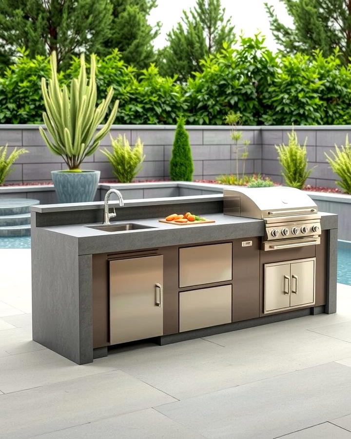 Island with Outdoor Sink and Prep Area - 25 Outdoor Kitchen Island Ideas