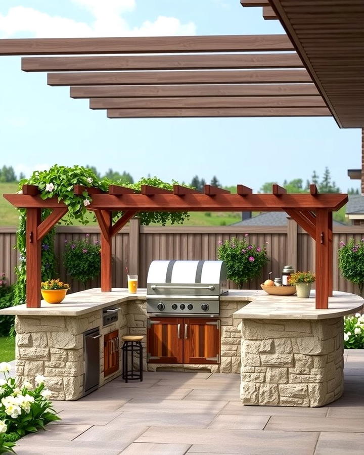 Island with Pergola Cover 2 - 25 Outdoor Kitchen Island Ideas