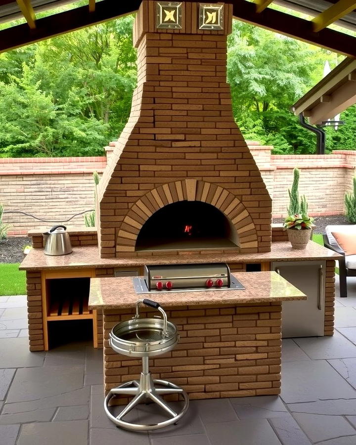 Island with Pizza Oven - 25 Outdoor Kitchen Island Ideas