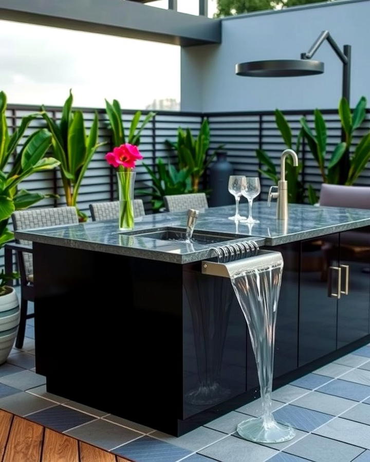 Island with Water Feature - 25 Outdoor Kitchen Island Ideas