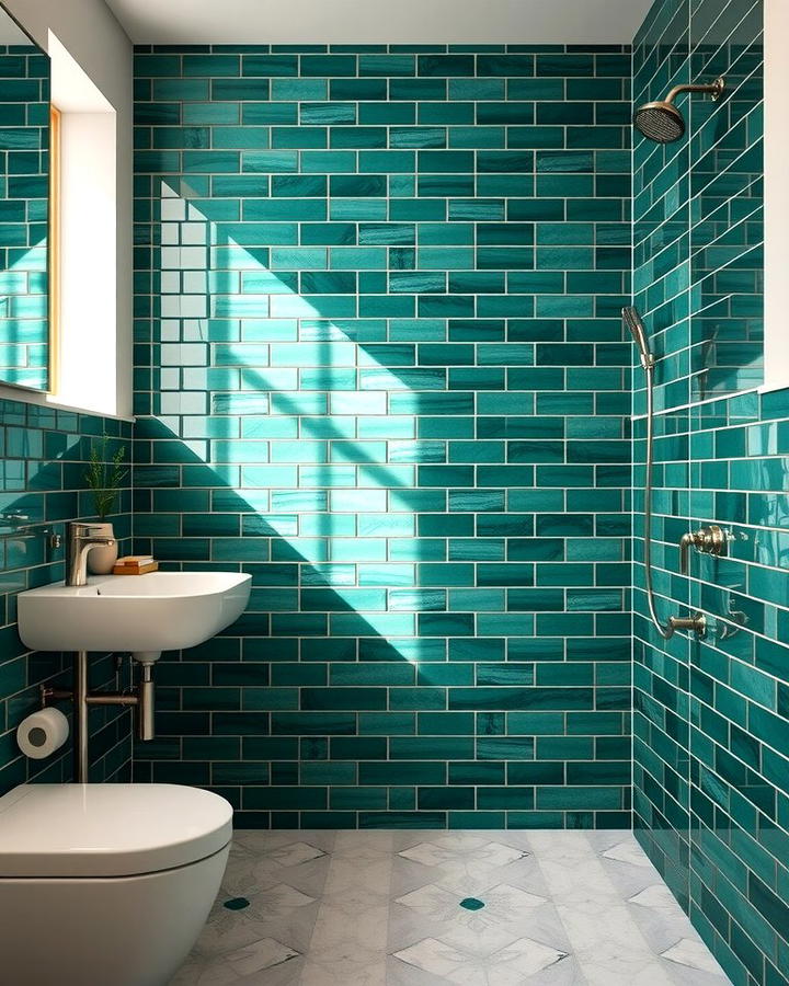 Jade Green Shower Tiles - 30 Green Tile Bathroom Ideas