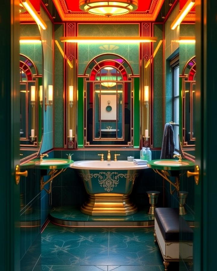 Jewel Toned Accents - 30 Art Deco Bathroom Ideas