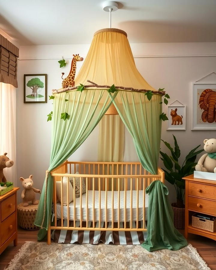 Jungle Canopy Over the Crib - 30 Safari Nursery Decor Ideas