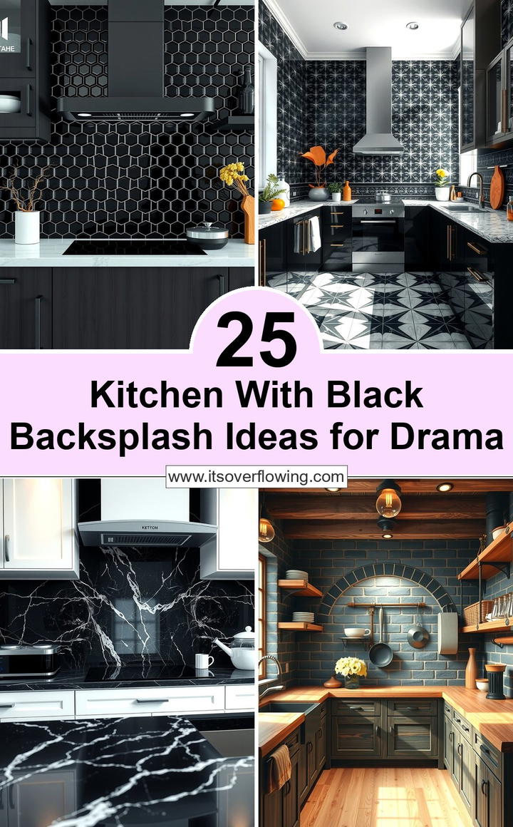 Kitchen With Black Backsplash Ideas for Drama