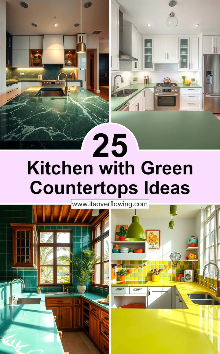 Kitchen With Green Countertops Ideas for Freshness