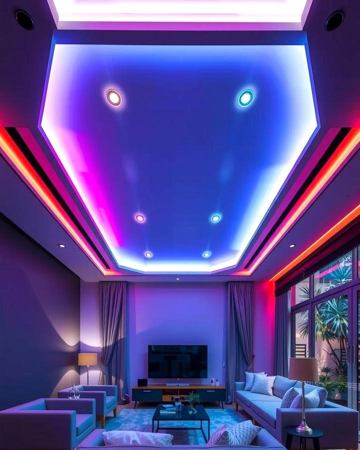 LED Color Changing Lights - 25 Reverse Tray Ceiling Ideas