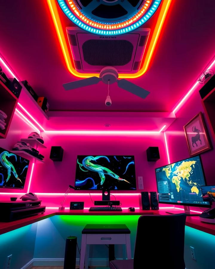 LED Strip Lighting - 25 Small Game Room Ideas