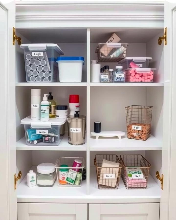 Labeling for Quick Identification - 30 Bathroom Cabinet Organizing Ideas