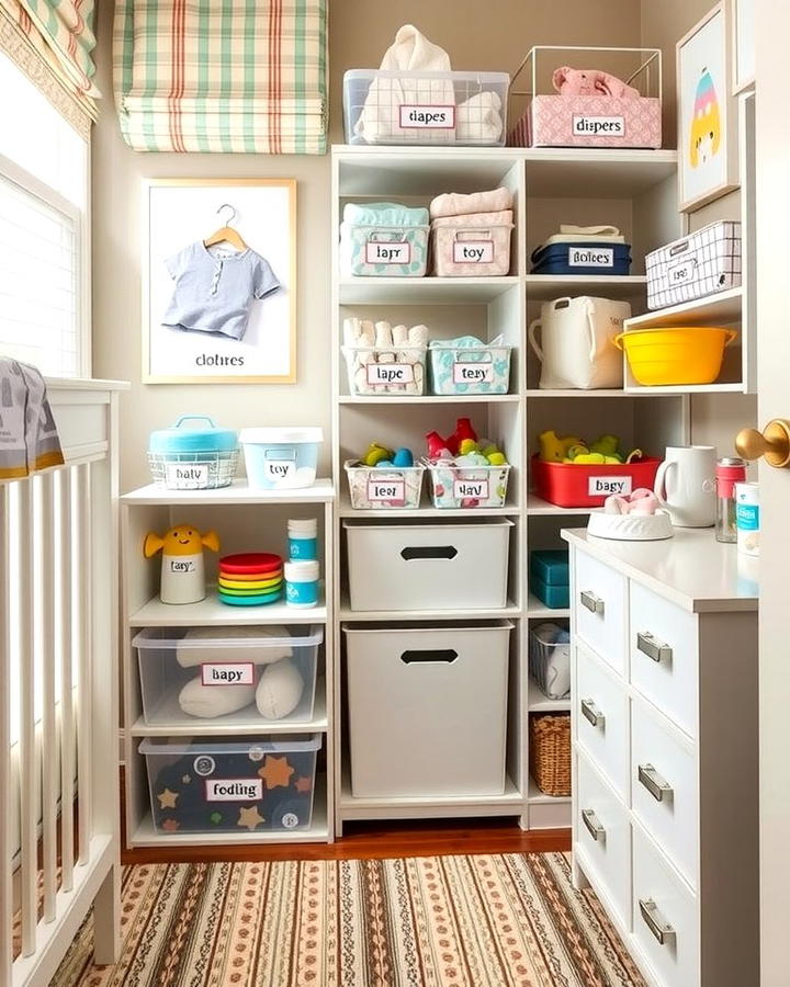 Labelled Storage Bins for Quick Identification - 25 Nursery Storage Ideas