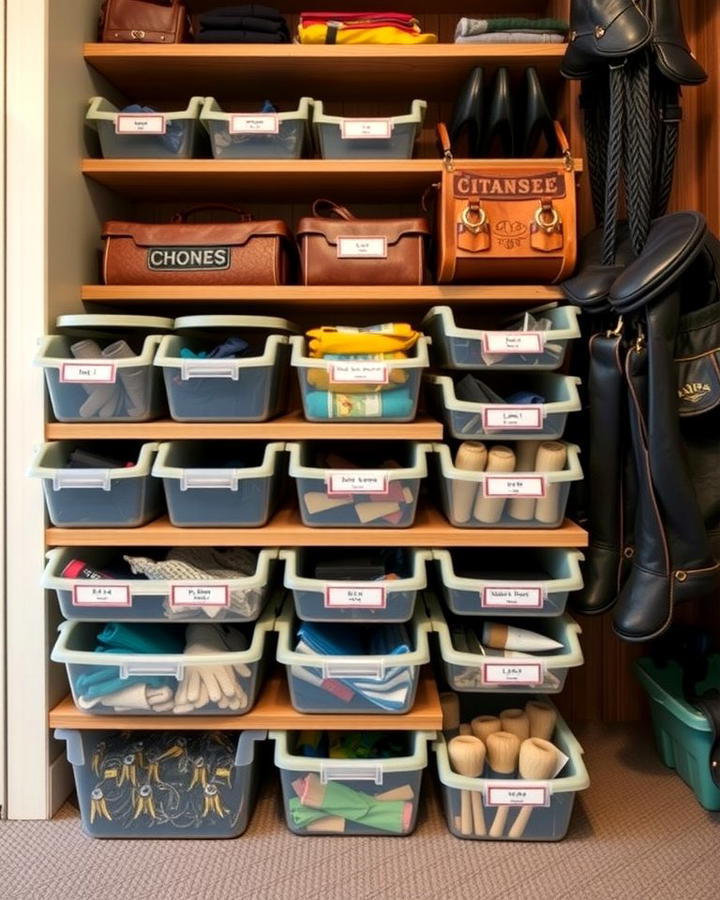 Labelled Storage Bins - 30 Tack Room Ideas