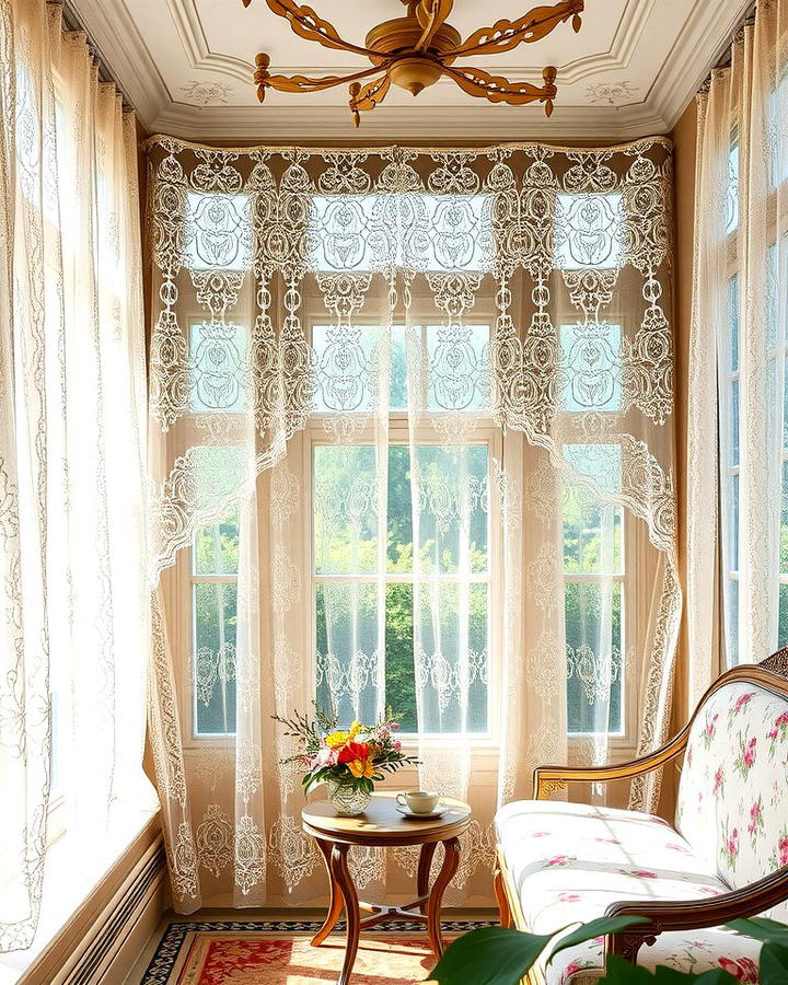 Lace Curtains - 25 Victorian Sunroom Ideas