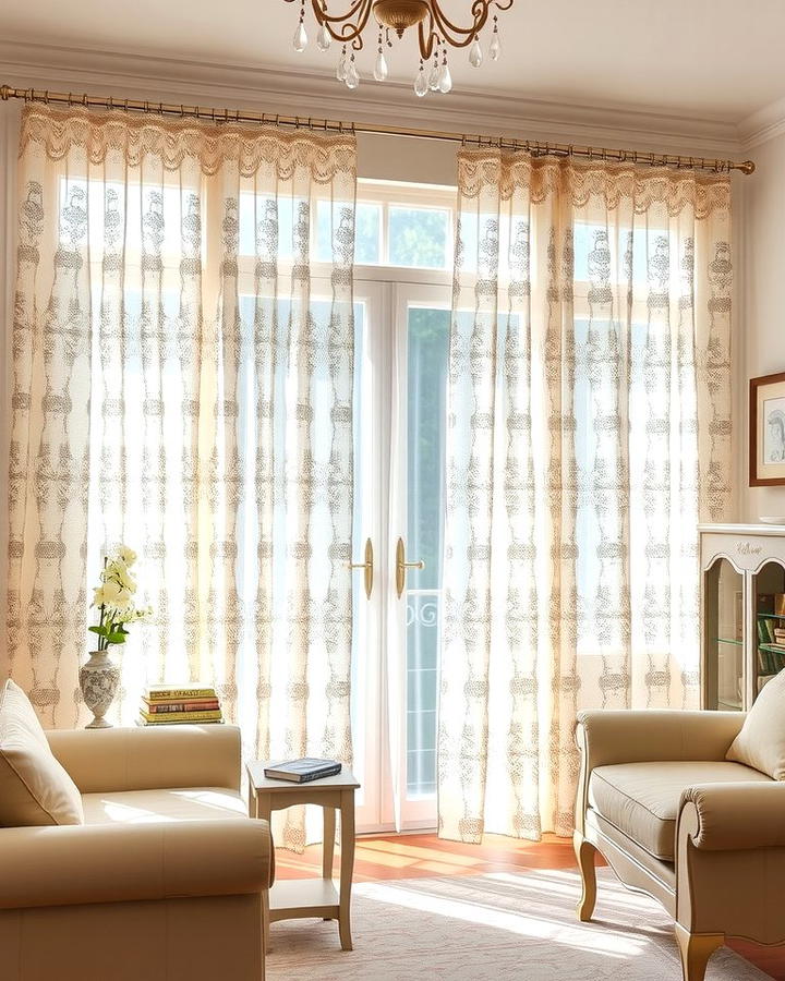 Lace and Sheer Curtains - 25 Shabby-chic Style Living Room Ideas