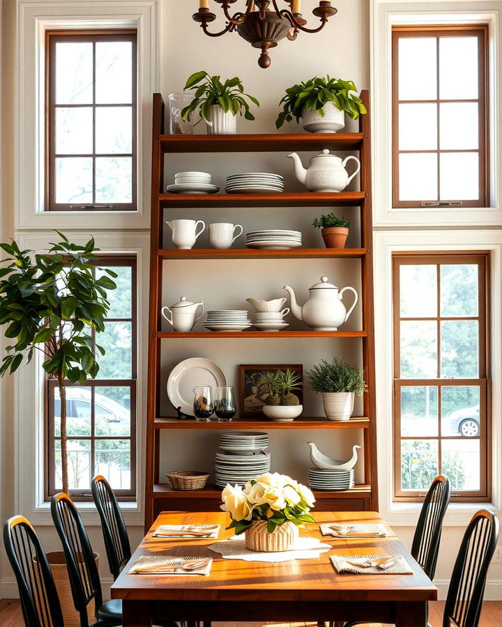 Ladder Shelf Display - 30 Dining Room Storage Ideas