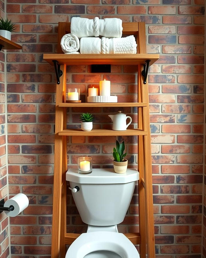 Ladder Shelves for Rustic Charm - 25 Over Toilet Storage Ideas