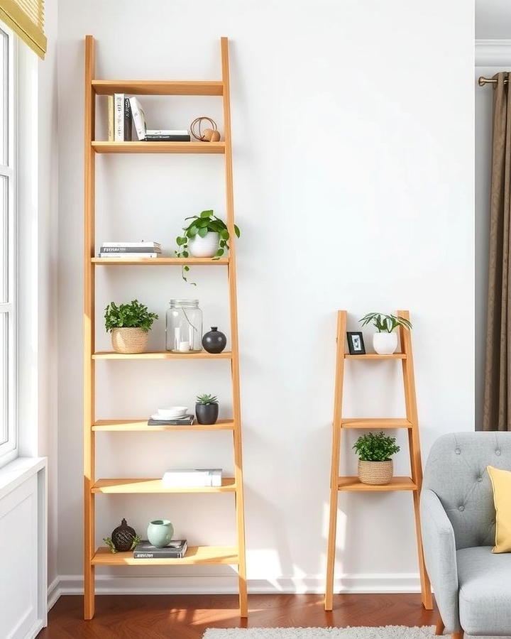 Ladder Shelves for Vertical Storage - 25 Wall Storage Ideas