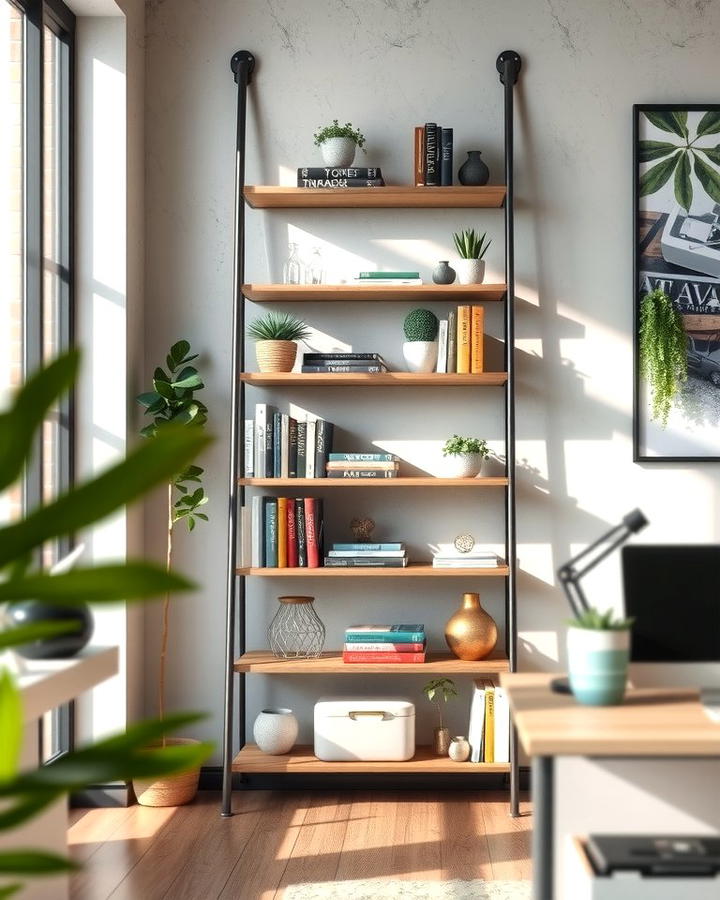 Ladder Shelves for a Stylish Statement - 25 Office Shelving Ideas