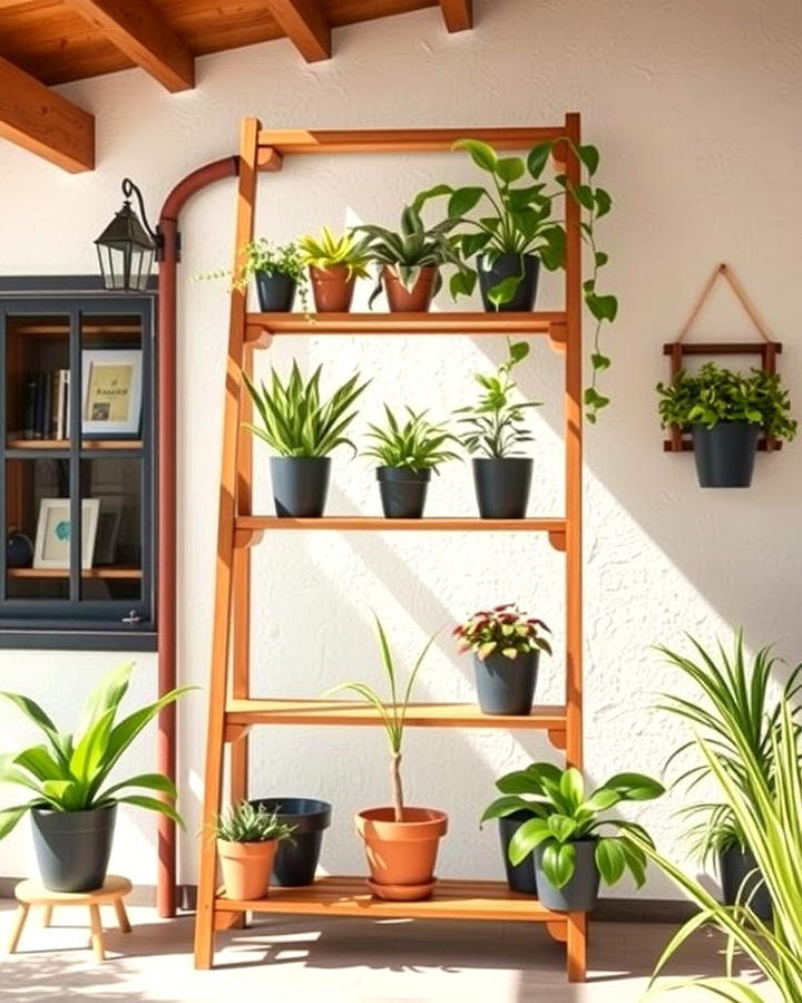 Ladder Style Plant Shelf - 25 Outdoor Plant Stand Ideas