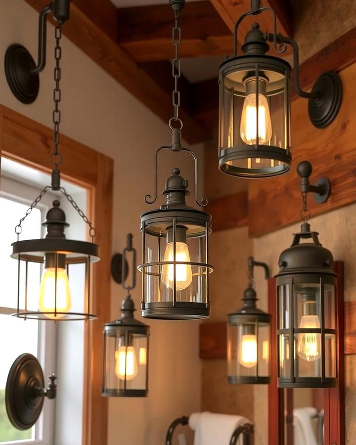 Lantern Style Lighting - 25 Rustic Bathroom Ideas