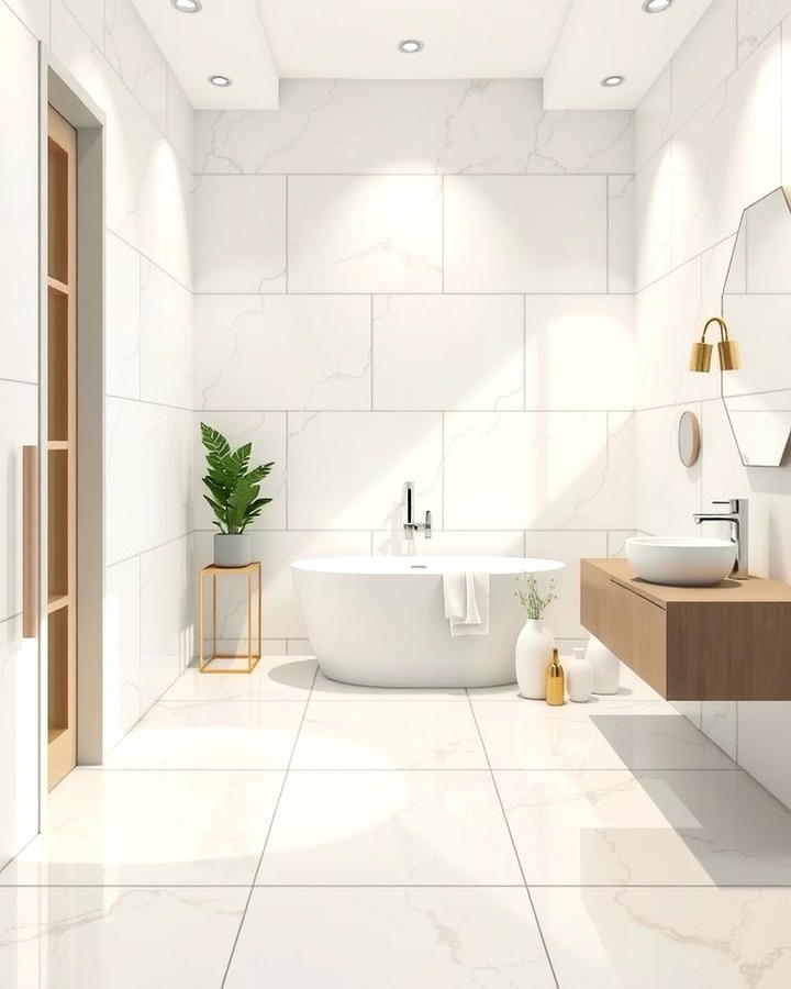 Large Format Porcelain Tiles - 25 Small Bathroom Flooring Ideas