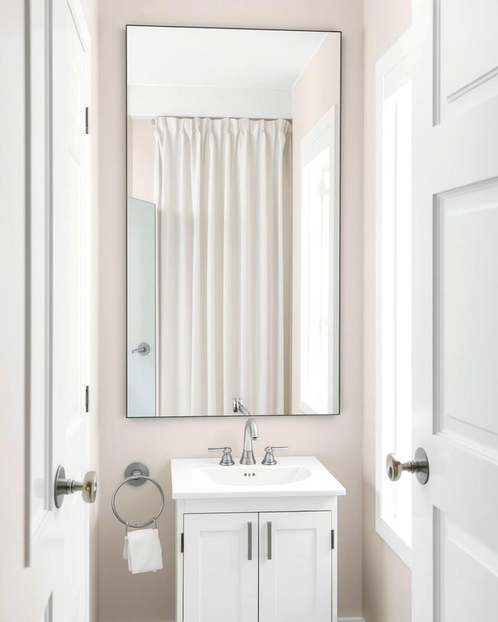 Large Mirror to Enhance Light - 25 Small Powder Room Ideas