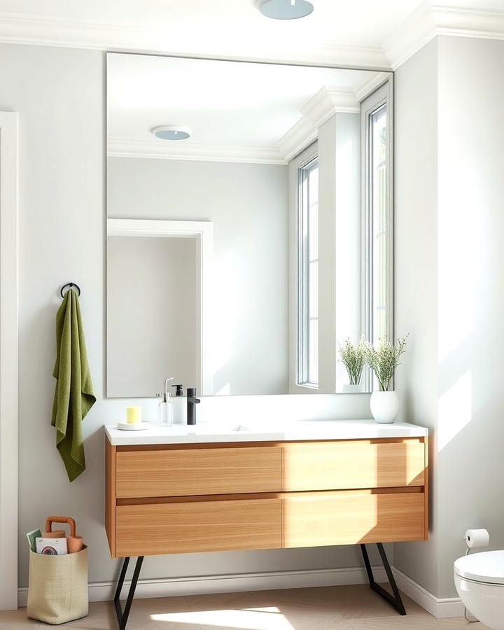 Large Mirrors for Space Illusion - 25 Scandinavian Bathroom Ideas