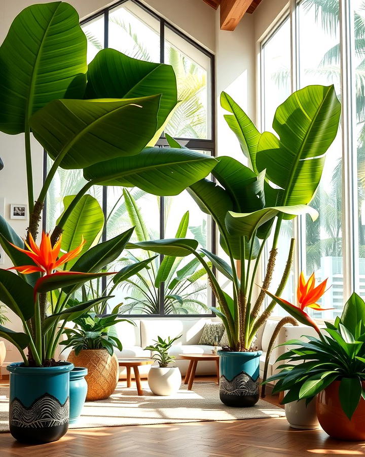 Large Potted Plants - 25 Tropical Living Room Ideas