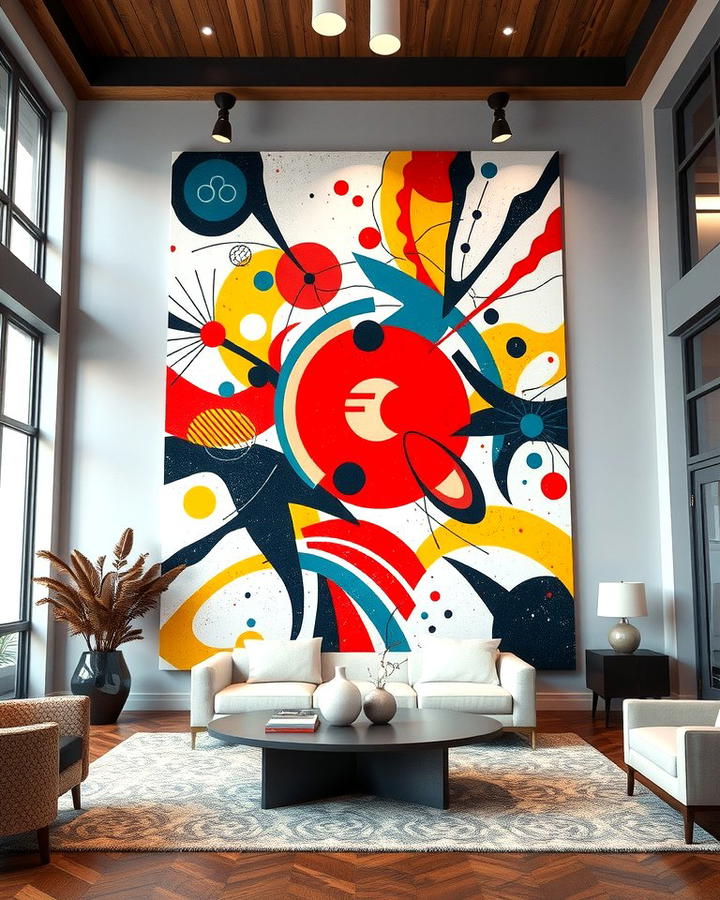 Large Scale Abstract Paintings - 30 High Ceiling Tall Wall Decor Ideas