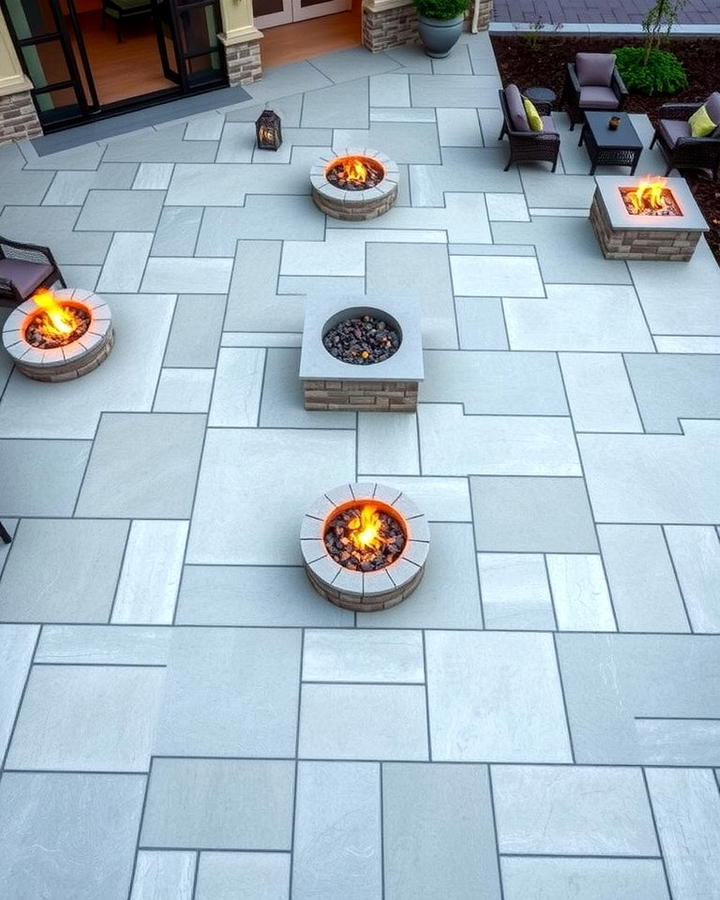 Large Stamped Patio with Multiple Fire Pit Zones - 25 Stamped Concrete Patio With Fire Pit Ideas