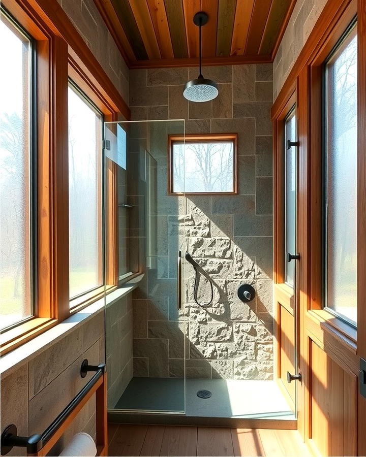 Large Windows for Natural Light - 25 Rustic Walk-in Shower Ideas