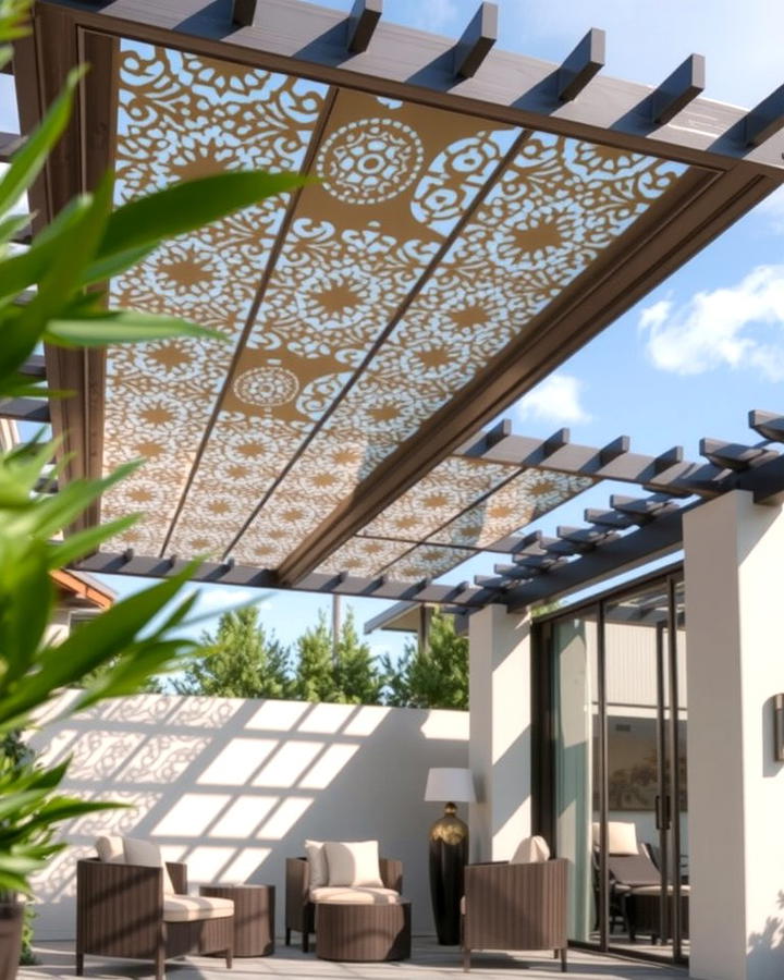 Laser Cut Metal Panels - 25 Pergola Cover Ideas