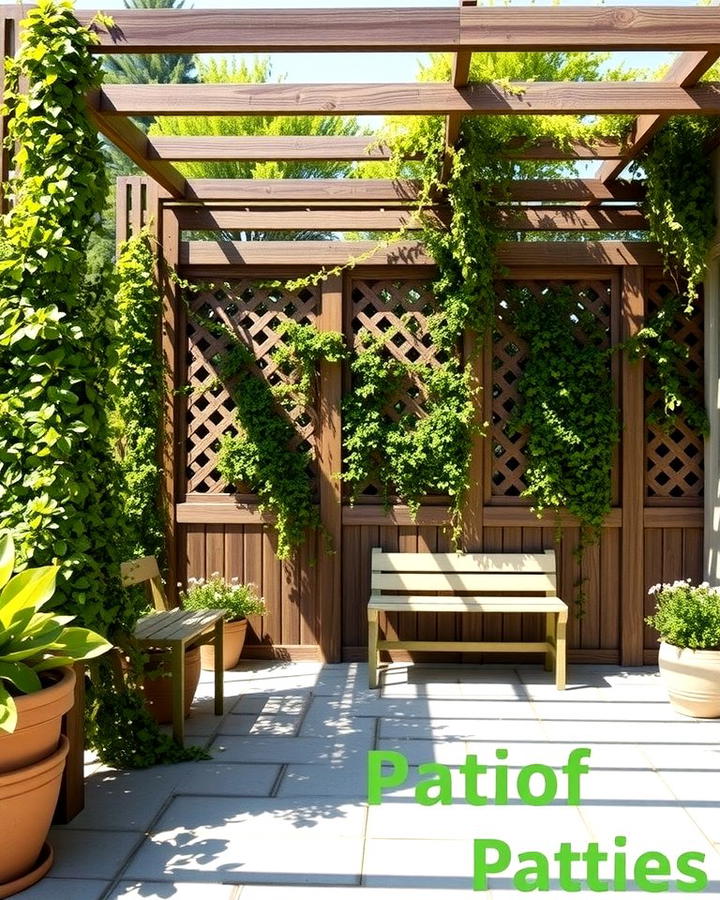 Lattice Panels with Climbing Plants - 25 Privacy Patio Ideas