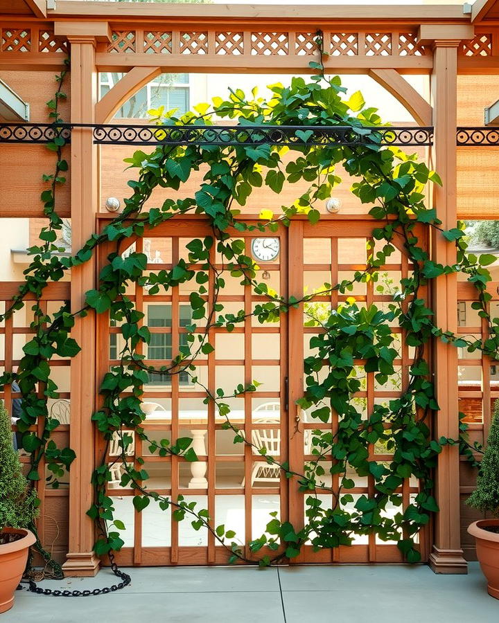 Lattice Panels with Climbing Vines - 25 Privacy Patio Ideas