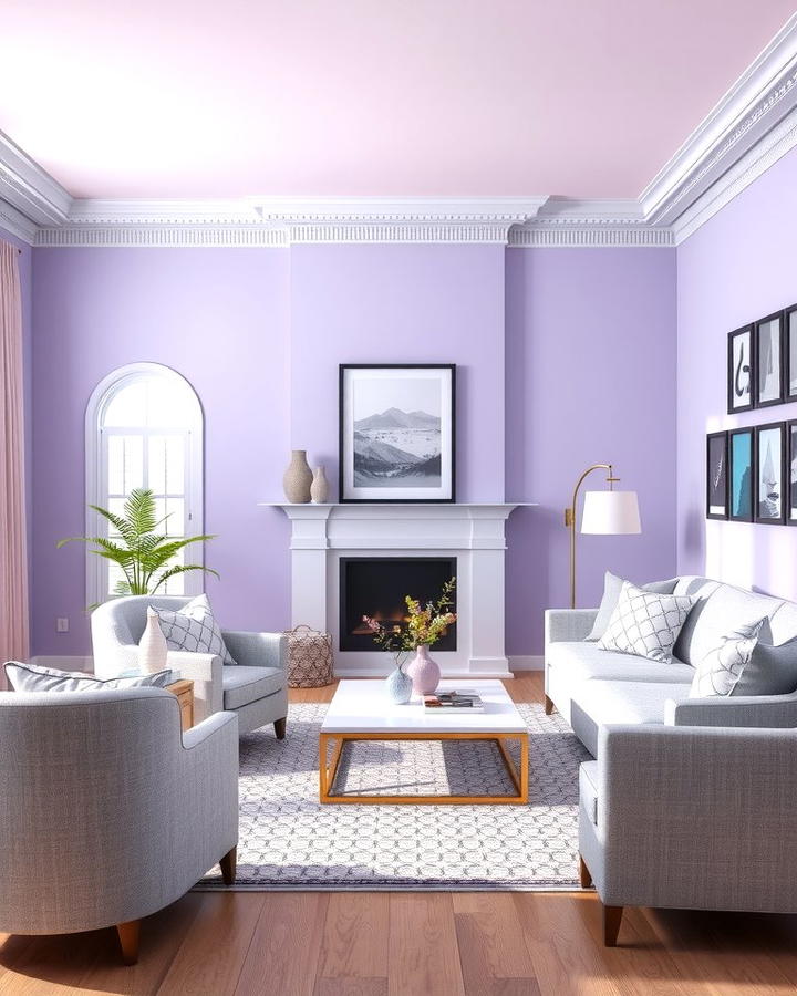 Lavender and Gray Harmony - 25 Purple Living Room Ideas