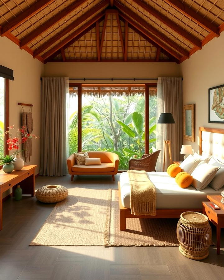 Layer Neutral and Earthy Tones - 25 Tropical Bedroom Ideas