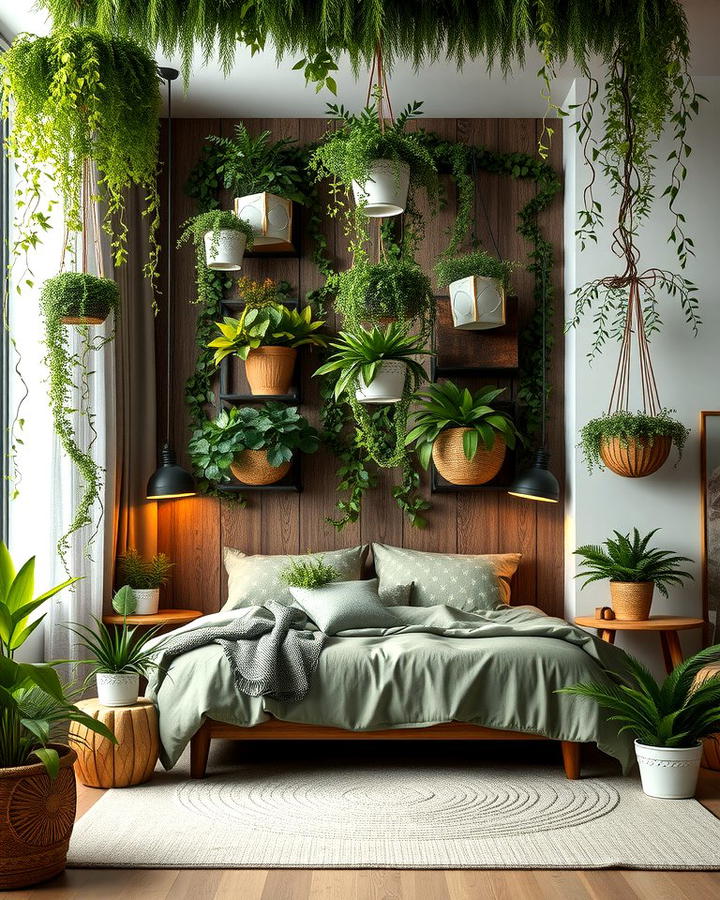 Layered Greenery Decor - 30 Forest Themed Bedroom Ideas