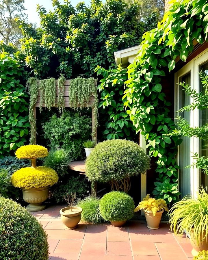 Layered Greenery for a Natural Look - 25 Privacy Patio Ideas