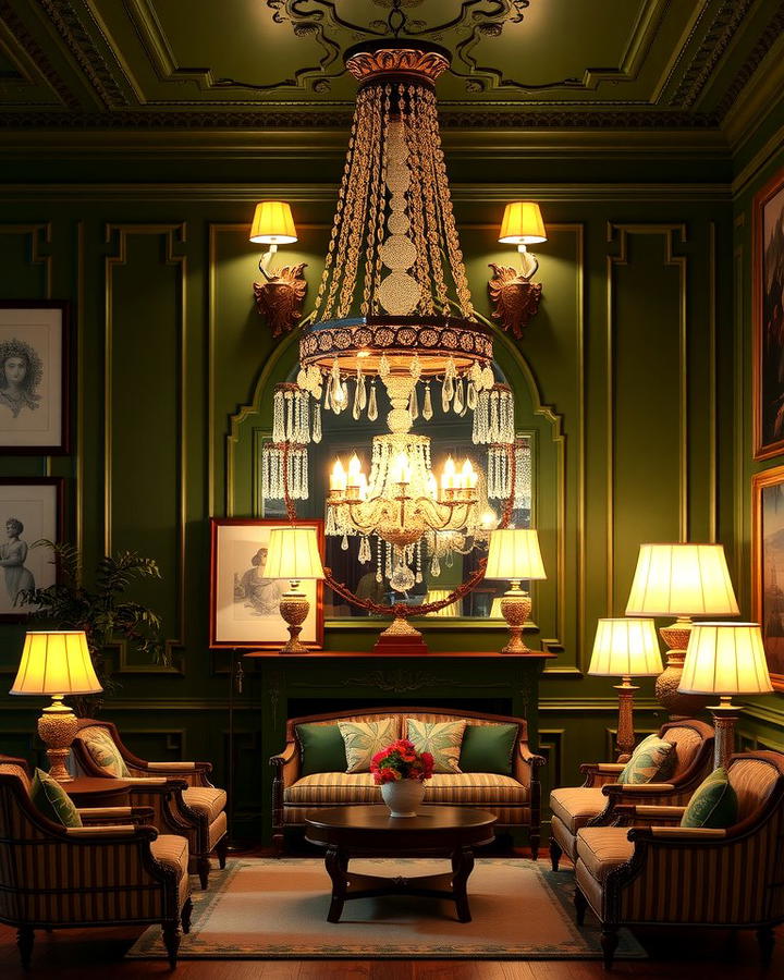 Layered Lighting - 25 Victorian Dark Green Living Room Ideas