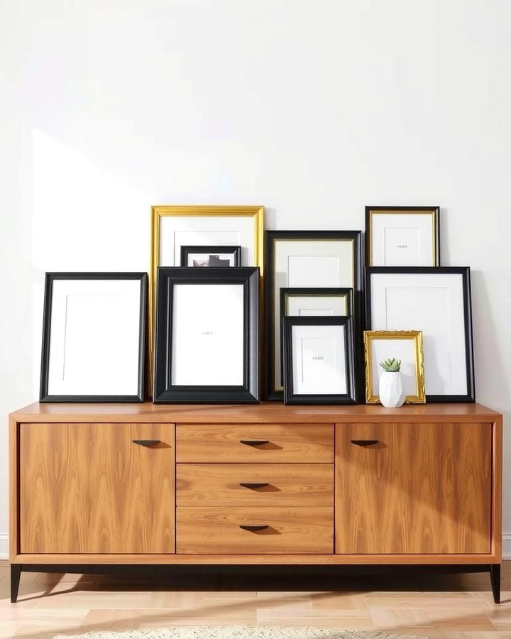 Layered Look with Frames - 25 Sideboard Decor Ideas